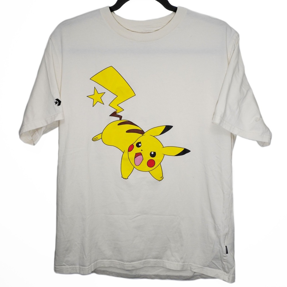 Converse x Pokemon 25th Anniversary Pikachu Star Logo 100% Cotton Tee Mens Large